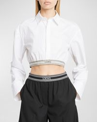 Loewe - Button-Down Cropped Top With Logo Waistband - Lyst