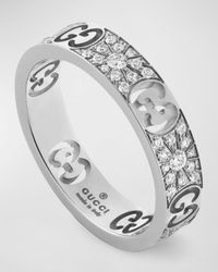 Gucci - 18k White Gold Icon Stardust Diamond Ring - Lyst