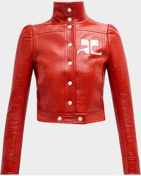 Courreges - Textured Vinyl Crop Jacket - Lyst