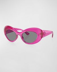 Versace - Medusa Plastic Oval Sunglasses - Lyst