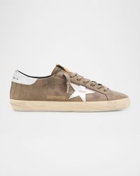 Golden Goose - Super-Star Croc-Printed Nubuck Leather Sneakers, Exclusive - Lyst