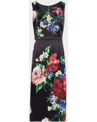 Dolce & Gabbana - Floral Bouquet Sleeveless Midi Sheath Dress - Lyst