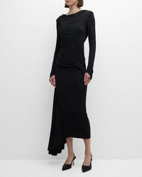 Givenchy - Draped Backless Long-Sleeve Asymmetrical Midi Dress - Lyst