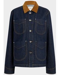 KHAITE - Wyatt Corduroy-Collar Denim Jacket - Lyst