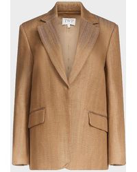 Twp - Jillian Herringbone Linen-Blend Blazer - Lyst