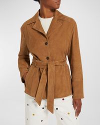 Weekend by Maxmara - Artur Belted Button-Down Suede Jacket - Lyst