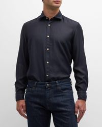 Boglioli - Wool-lyocell Solid Sport Shirt - Lyst