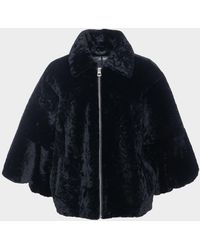 Gorski - Textured Shearling Lamb Zip Jacket With Cropped Sleeves - Lyst