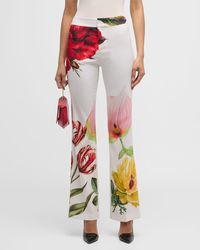 Alice + Olivia - Livi Floral Mid-Rise Bootcut Trousers - Lyst