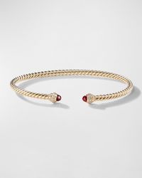 David Yurman - Cablespira Bracelet With Gemstone And Diamonds In 18k Gold, 3mm - Lyst
