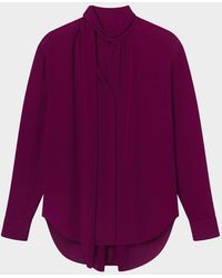 A.L.C. - Vivi Long-Sleeve Silk Tie-Neck Top - Lyst