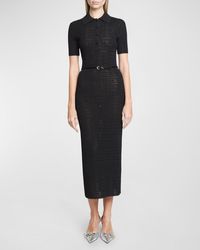 Givenchy - 4G Knit Short-Sleeve Midi Polo Dress With Voyou Belt - Lyst
