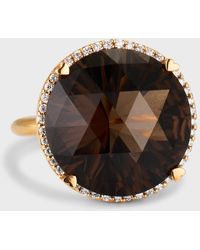 Lisa Nik - 18k Rose Gold Smoky Quartz And Diamond Ring, Size 6 - Lyst