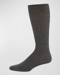 Neiman Marcus - Ribbed Merino-silk Mid-calf Socks - Lyst