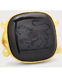 Elizabeth Locke - 19k Onyx Lion Ring With Dot Granulation, Size 6.5 - Lyst