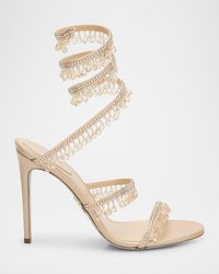 Rene Caovilla - Satin Strass Chandelier Snake Wrap Sandals - Lyst