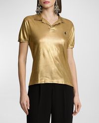 Ralph Lauren Collection - Foiled Silk Jersey Polo Sweater - Lyst