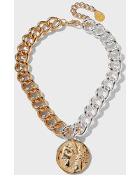 Devon Leigh - Two-Tone Chain Coin Pendant Necklace - Lyst