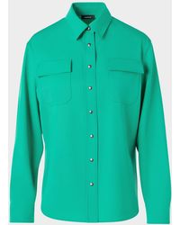 Akris - Wool Gabardine Button-Down Blouse - Lyst