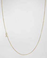 Zoe Lev - 14K Diamond Mini Script Initial Pendant Necklace - Lyst