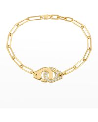 Dinh Van - Yellow Gold Menottes R12 Large Bracelet With One Side Of Diamonds - Lyst
