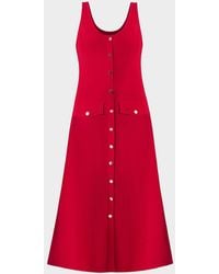 Shoshanna - Martha Button-Front Midi-Dress - Lyst