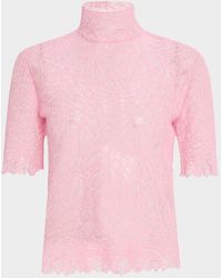 McQueen - Spider Lace High-Neck Silk Top - Lyst
