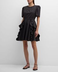 Jason Wu - Ruched Short-Sleeve Ruffle Mini Dress - Lyst