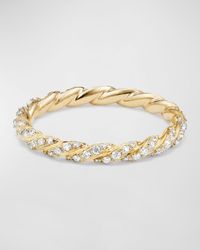 David Yurman - Paveflex Ring With Diamonds In 18k Gold, 2.7mm - Lyst