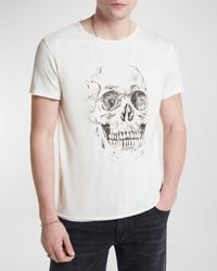 John Varvatos Skull Embroidery T-shirt in Black for Men | Lyst