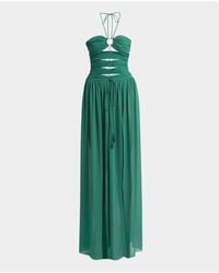 Tom Ford - Gathered Cutouts Halter Silk Georgette Evening Dress - Lyst