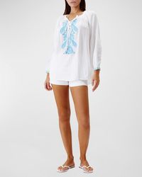 Melissa Odabash - Kitty Embroidered Long-Sleeve Shirt - Lyst