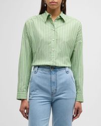 Xirena - Riley Striped Button-Down Cotton Top - Lyst