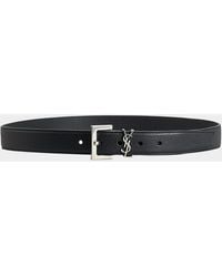 Saint Laurent - Monogram Leather Belt - Lyst