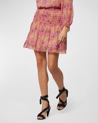 Joie Ava Shirred Floral-print Silk Skirt