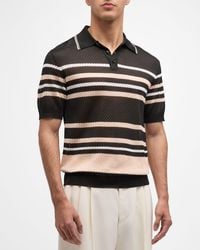 Amiri - Pointelle Striped Polo Shirt - Lyst