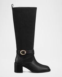 Stuart Weitzman - 55Mm Benni Mixed Leather Riding Boots - Lyst