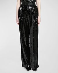 Emporio Armani - High-Rise Sequin Wide-Leg Trousers - Lyst