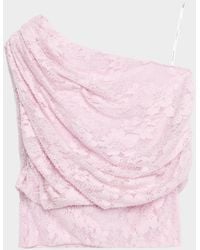 Self-Portrait - Rhinestone Lace Asymmetric Drape Top - Lyst