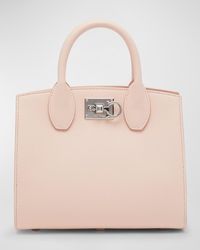 Ferragamo - Studio Box Mini Leather Top-Handle Bag - Lyst