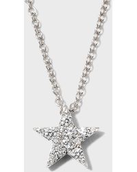 Memoire - White Gold Luna Pave Star Pendant Necklace, 18"l - Lyst