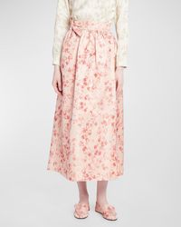 Loro Piana - Leah Blooms-print Belted Silk Crepe De Chine Midi Skirt - Lyst