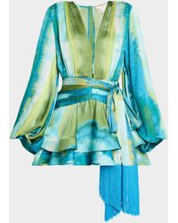 Bronx and Banco - Bedouin Coastal Tiered Deep V-Neck Mini Dress - Lyst