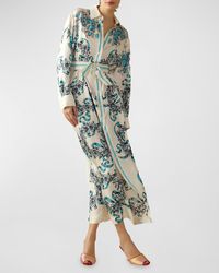 Cynthia Rowley - Floral-Print Silk Maxi Shirtdress - Lyst