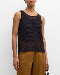 Eileen Fisher - Scoop-Neck Open-Knit Organic Linen Shell - Lyst