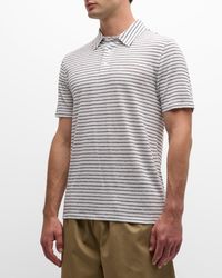 Vince - Striped Linen Polo Shirt - Lyst
