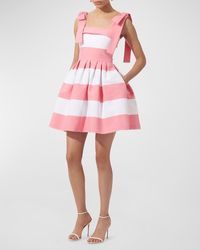 Carolina Herrera - Striped Bow-Strap Mini Dress - Lyst