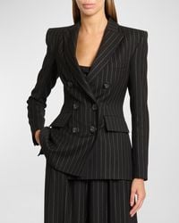 Alex Perry - Metallic Pinstripe Fitted Double-Breasted Blazer Jacket - Lyst