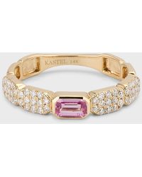 Kastel Jewelry - 14k Chemin Pink Sapphire And Diamond Pave Band Ring, Size 7 - Lyst