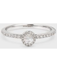 64 Facets - 18k White Gold Ring With Solitaire Round Rose Cut Diamonds, Size 6 - Lyst